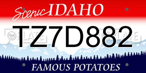 TZ7D882 Idaho License Plate