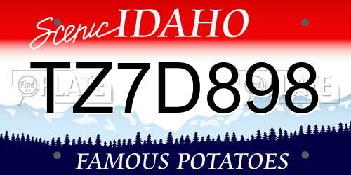 TZ7D898 Idaho License Plate