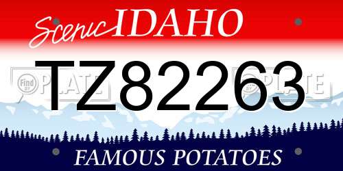 TZ82263 Idaho License Plate