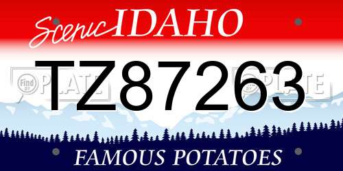 TZ87263 Idaho License Plate
