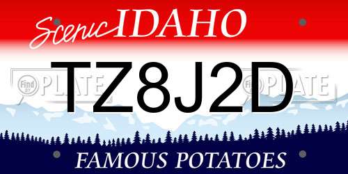 TZ8J2D Idaho License Plate