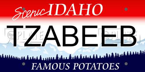 TZABEEB Idaho License Plate