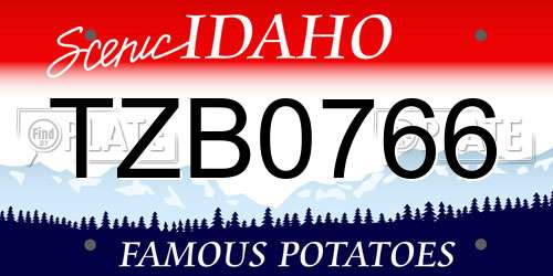 TZB0766 Idaho License Plate