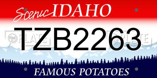 TZB2263 Idaho License Plate