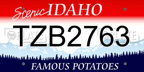 TZB2763 Idaho License Plate