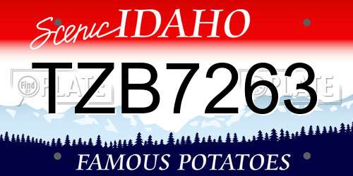 TZB7263 Idaho License Plate