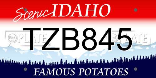 TZB845 Idaho License Plate
