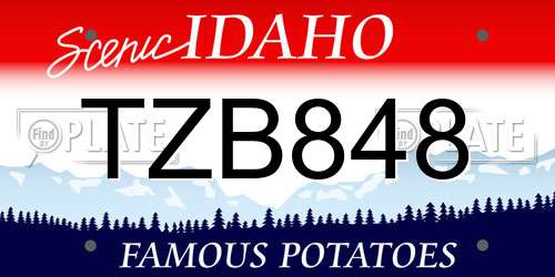 TZB848 Idaho License Plate