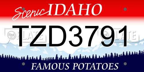TZD3791 Idaho License Plate