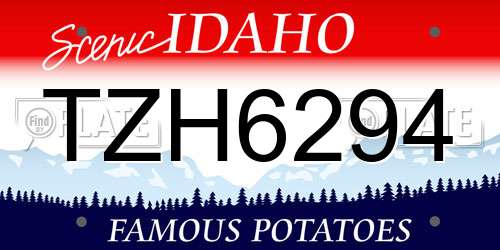 TZH6294 Idaho License Plate