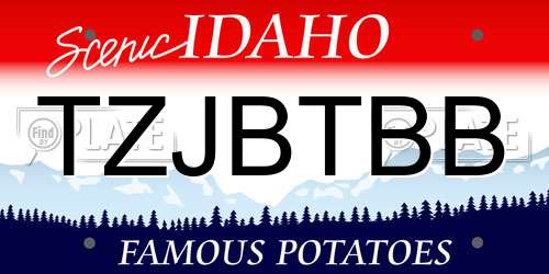 TZJBTBB Idaho License Plate