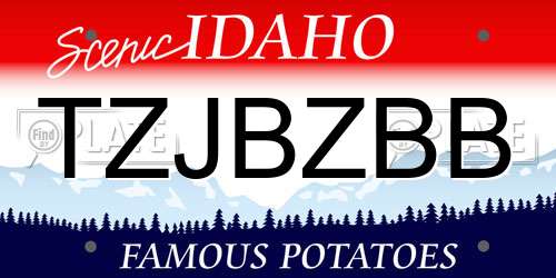 TZJBZBB Idaho License Plate