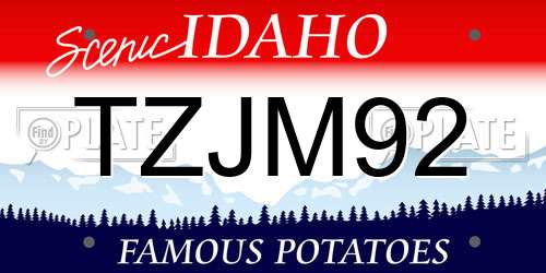 TZJM92 Idaho License Plate