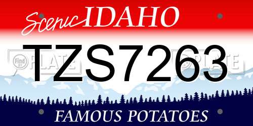TZS7263 Idaho License Plate