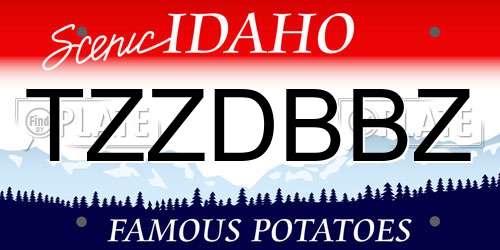 TZZDBBZ Idaho License Plate