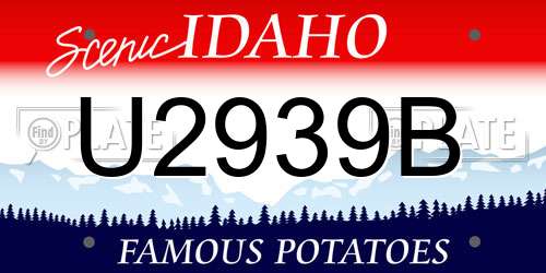 U2939B Idaho License Plate