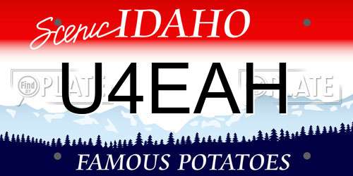 U4EAH Idaho License Plate