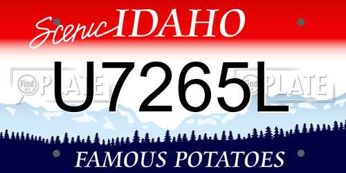 U7265L Idaho License Plate