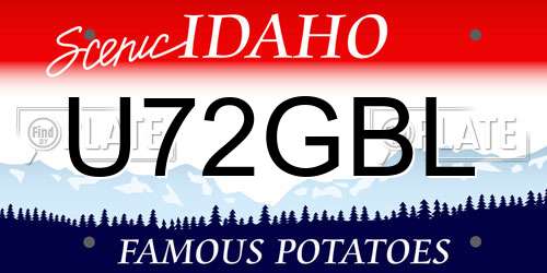 U72GBL Idaho License Plate