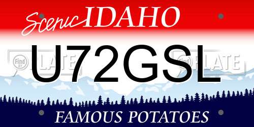 U72GSL Idaho License Plate