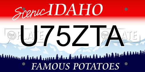 U75ZTA Idaho License Plate