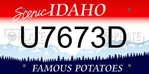 U7673D Idaho License Plate