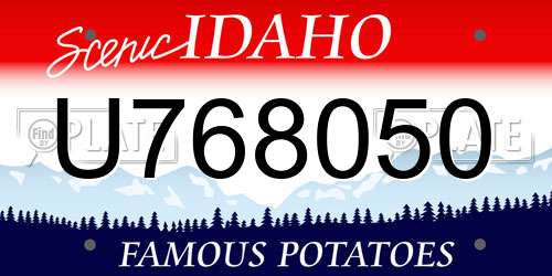 U768050 Idaho License Plate