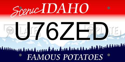 U76ZED Idaho License Plate