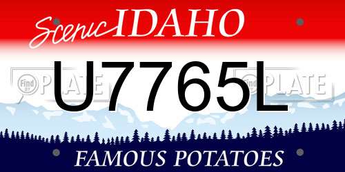 U7765L Idaho License Plate