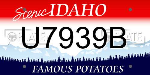 U7939B Idaho License Plate