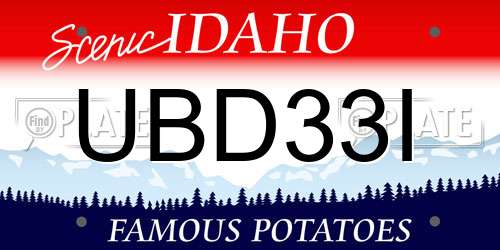 UBD33I Idaho License Plate