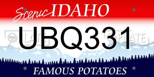 UBQ331 Idaho License Plate