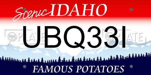 UBQ33I Idaho License Plate