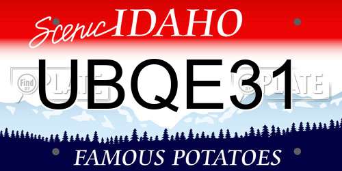 UBQE31 Idaho License Plate