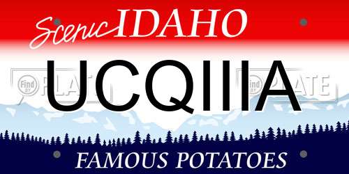 UCQIIIA Idaho License Plate