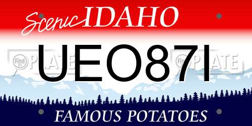 UEO87I Idaho License Plate