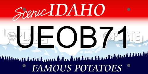 UEOB71 Idaho License Plate