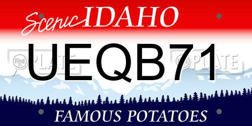 UEQB71 Idaho License Plate