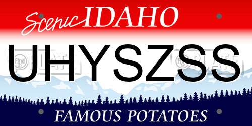 UHYSZSS Idaho License Plate