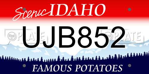 UJB852 Idaho License Plate