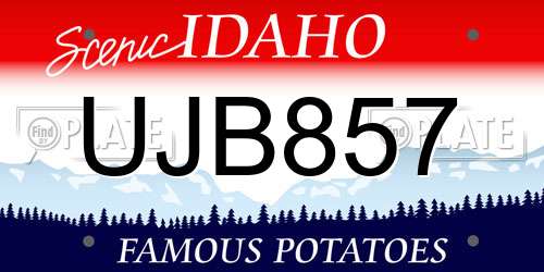 UJB857 Idaho License Plate