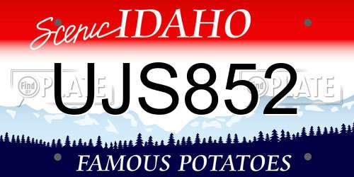 UJS852 Idaho License Plate