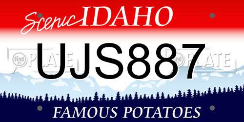 UJS887 Idaho License Plate