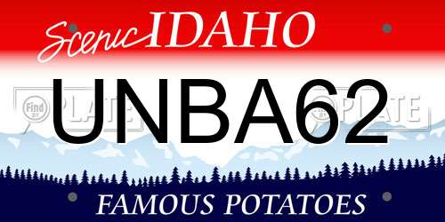 UNBA62 Idaho License Plate