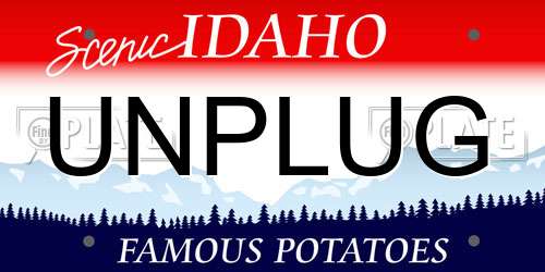 UNPLUG Idaho License Plate