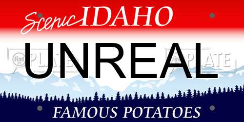 UNREAL Idaho License Plate