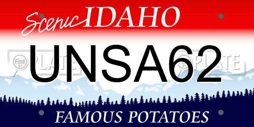 UNSA62 Idaho License Plate