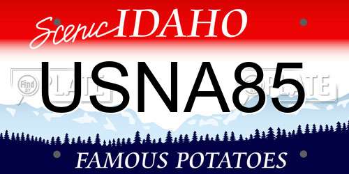 USNA85 Idaho License Plate
