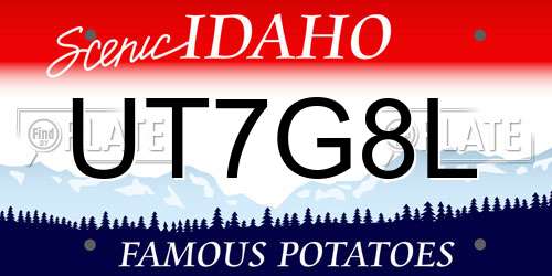 UT7G8L Idaho License Plate