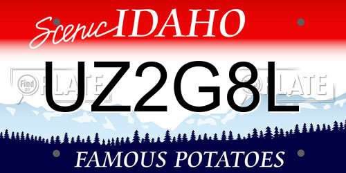 UZ2G8L Idaho License Plate
